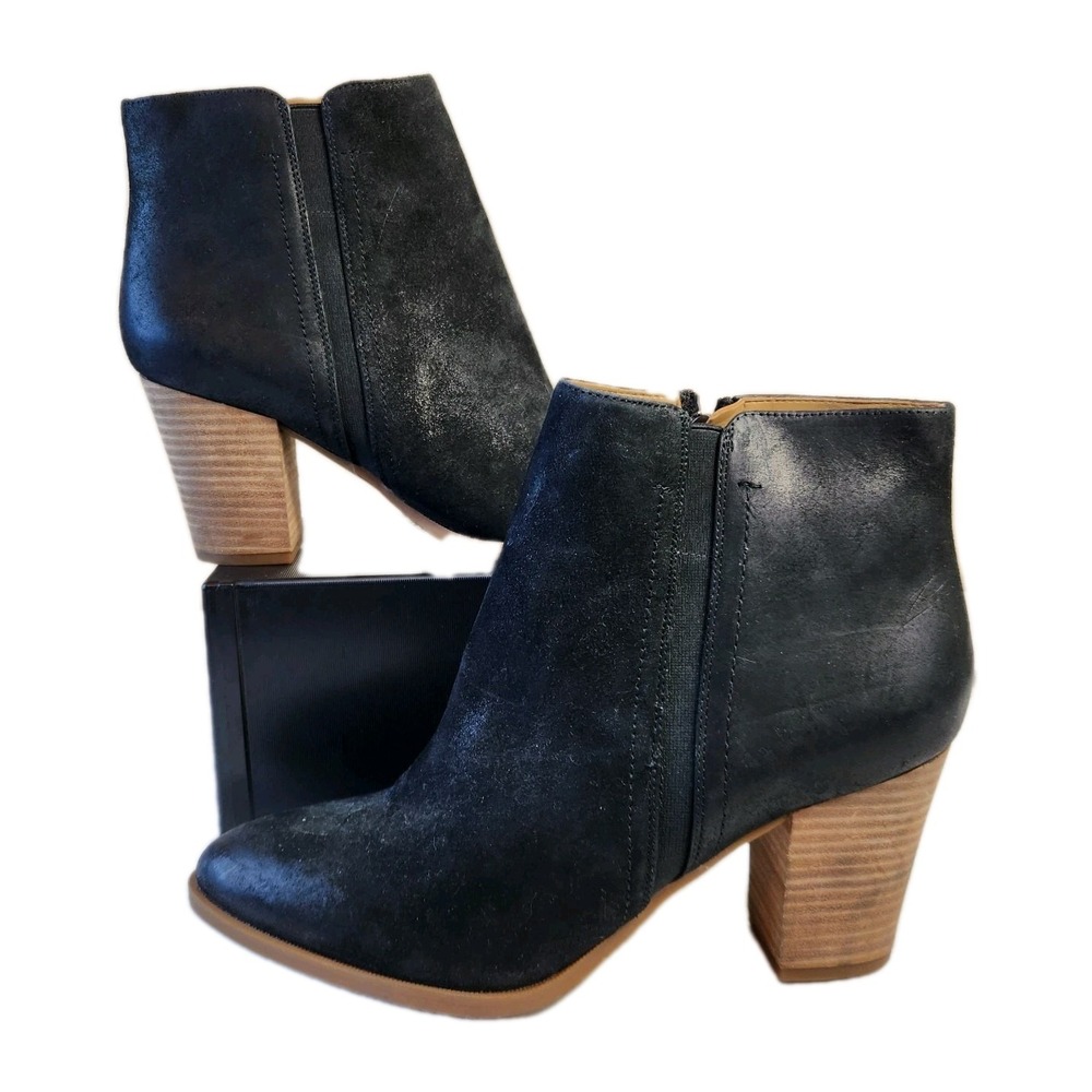 Franco Sarto Womens Dipali Size 10 Black Suede Ankle Boots Chelsea Boho Booties